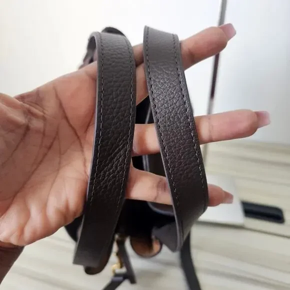 American Leather Brown Suede Auburn Mini Crossbody Bag - Picture 7 of 9